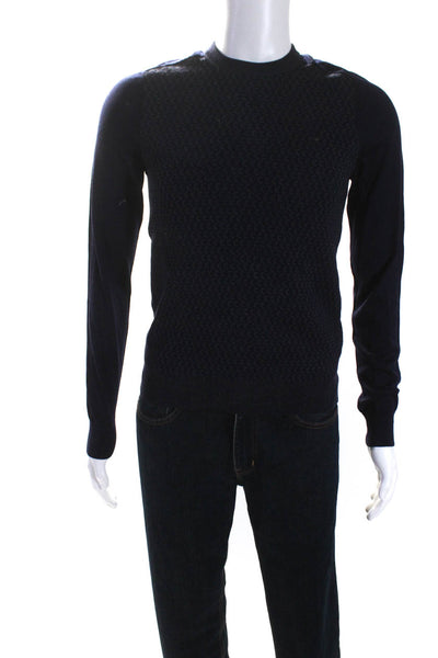 Maison Martin Margiela Mens Spotted Round Neck Long Sleeve Sweater Navy Size S