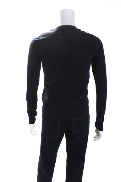 Maison Martin Margiela Mens Spotted Round Neck Long Sleeve Sweater Navy Size S