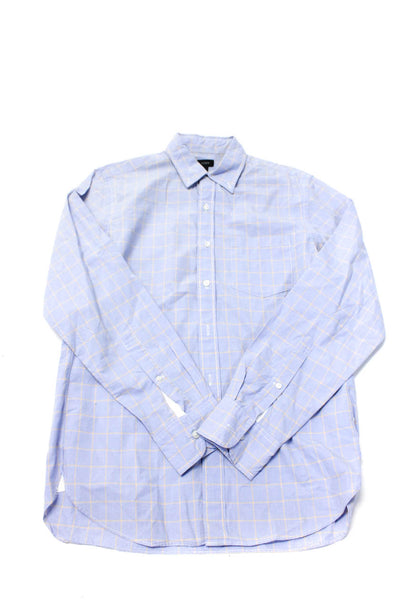 J Crew Mens Check Print Buttoned Collar Long Sleeve Tops Purple Size XS S Lot 4