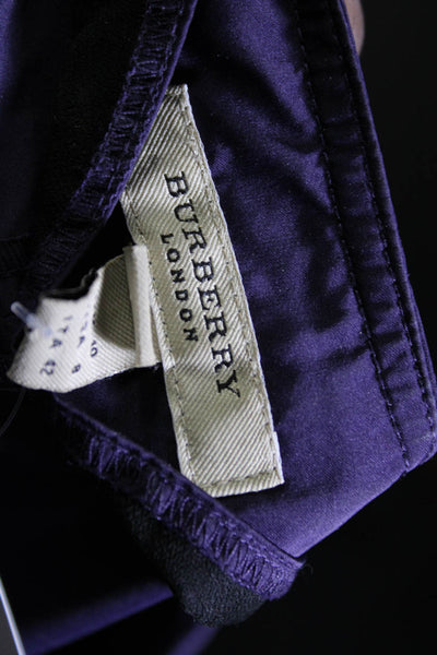 Burberry London Womens Short Sleeve Henley Neck Mini Shift Dress Purple Size 8