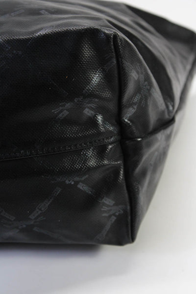 Longchamp Coated Canvas Le Pliage Logo Print Double Handle Small Tote Handbag Bl