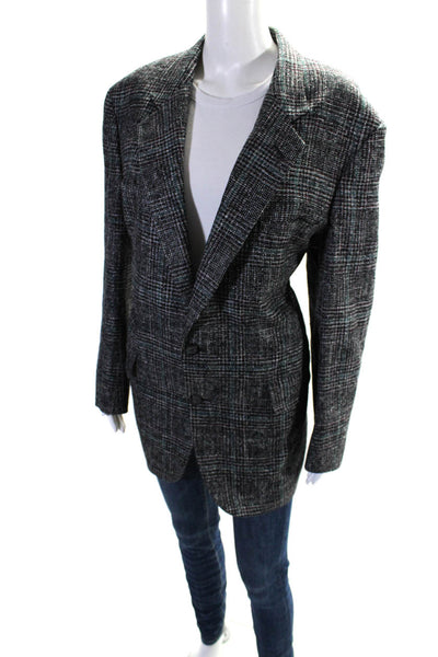 Designer Mens Plaid Two Button Notched Lapel Blazer Silk Lined Green Size XL