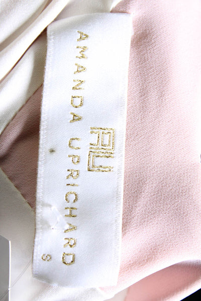 Amanda Uprichard Womens Chiffon V-Neck Ruffled Mini Blouson Dress Pink Size S
