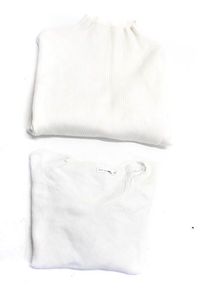 Line + Dot Rag & Bone Jean Women Mock Neck V-Neck Sweaters White Size S XS Lot 2