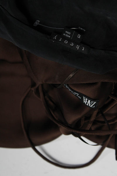 Theory Zara Womens Open Tassel Hem Vest Slip Dress Black Brown Size 10 S Lot 2