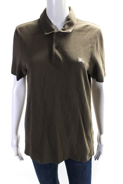 Burberry London Womens Short Sleeve Collared Polo Shirt Brown Cotton Size Small