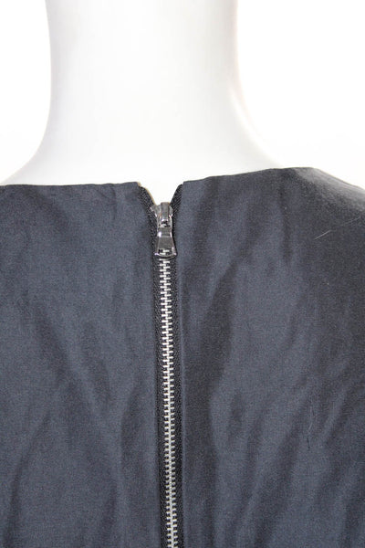 Adam Adam Lippes Womens Back Zip V Neck Abstract A Line Dress Gray Black Size 6