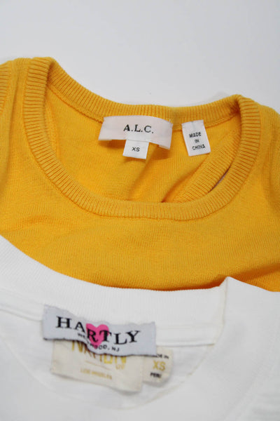 Nation LTD ALC Womens Crew Neck Tee Shirt Knit Tank Top Yellow White XS Lot 2