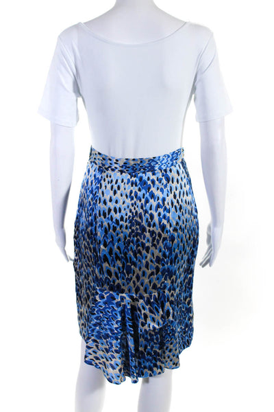 Tibi Womens Silk Spotted Print Side Zip Slip-On Straight Midi Skirt Blue Size 2