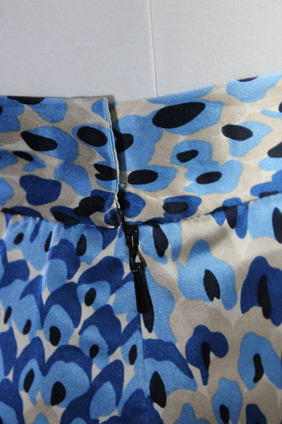 Tibi Womens Silk Spotted Print Side Zip Slip-On Straight Midi Skirt Blue Size 2