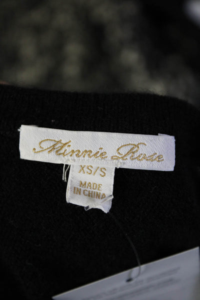 Minnie Rose Womens Cashmere Gem Stoned Trim Cold Shoulder Sweater Black Size XS