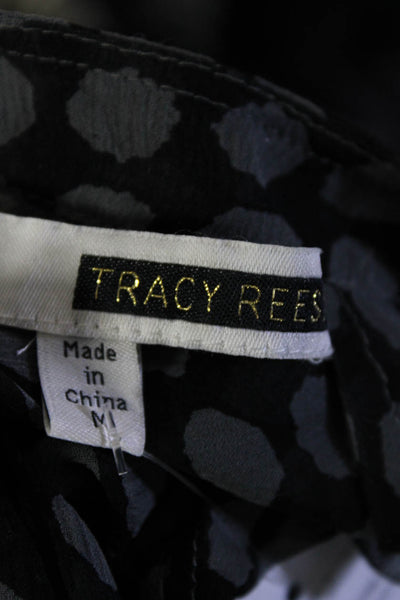Tracy Reese Womens Silk Polka Dot Ruffled Sheer Long Sleeve Blouse Black Size S