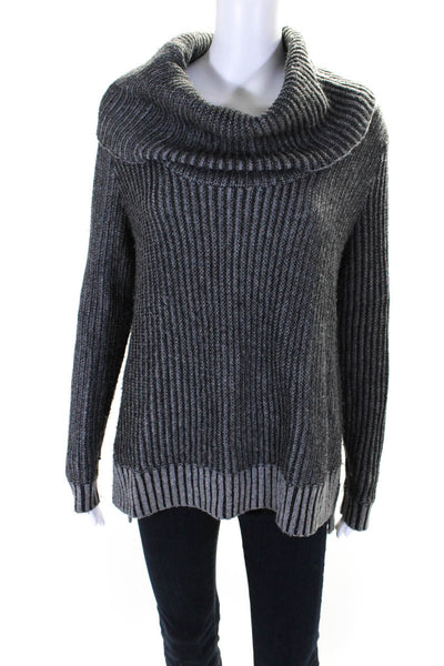 Joie Womens Textured Ribbed Cowl Neck Long Sleeve Pullover Sweater Gray Size S
