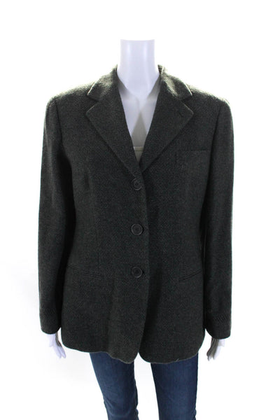 Giorgio Armani Womens Three Button Notched Lapel Cashmere Blazer Gray IT 48