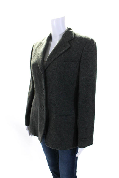 Giorgio Armani Womens Three Button Notched Lapel Cashmere Blazer Gray IT 48