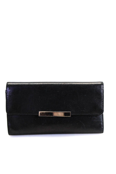 MZ Wallace Womens Leather Trifold Snap Wallet Black