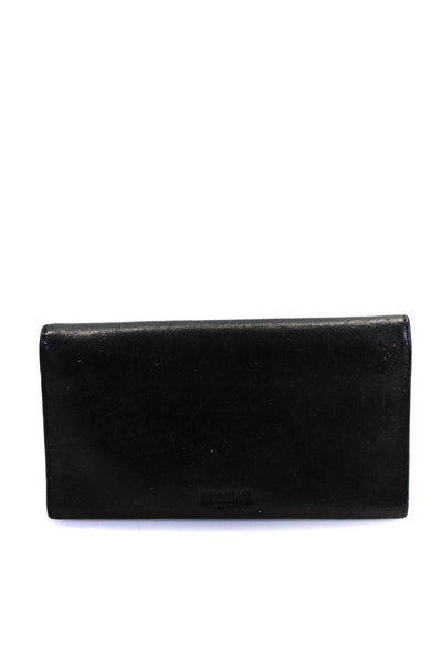 MZ Wallace Womens Leather Trifold Snap Wallet Black