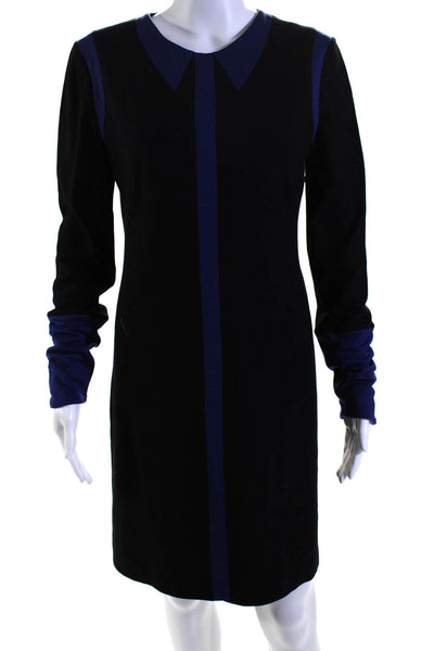 Rag & Bone Womens Long Sleeve Color Block Knit Shift Dress Black Blue Size 10