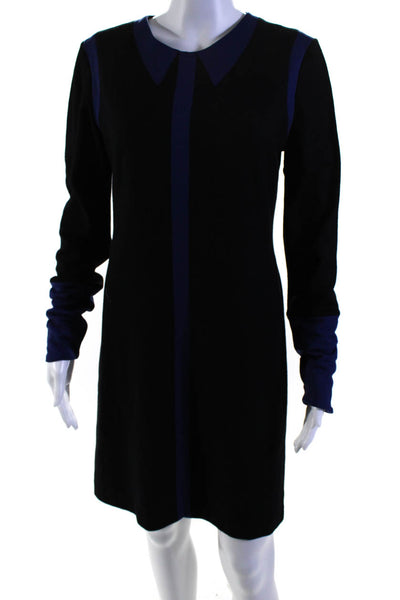 Rag & Bone Womens Long Sleeve Color Block Knit Shift Dress Black Blue Size 10