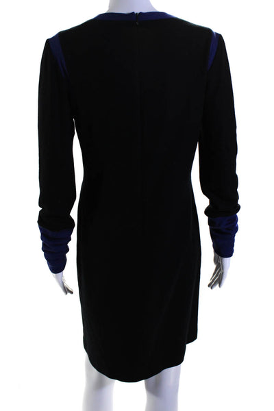 Rag & Bone Womens Long Sleeve Color Block Knit Shift Dress Black Blue Size 10