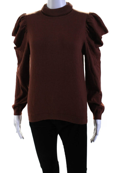 Misa Womens Cotton Knit Long Sleeve Pullover Turtleneck Top Brown Size S