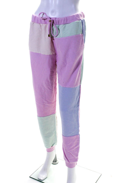 Love Shack Fancy Womens Mid Rise Pastel Color Block Joggers Pink Purple Small
