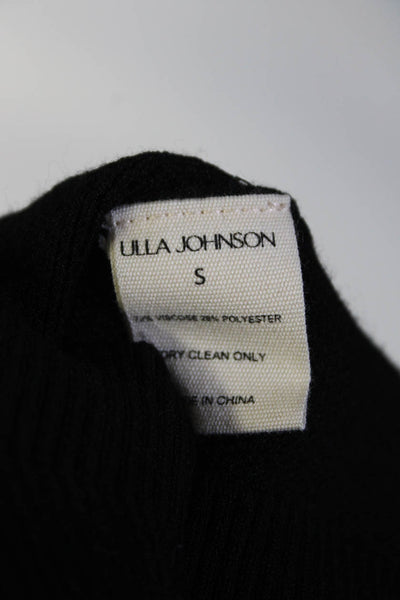 Ulla Johnson Womens Open Knit Puff Sleeve Crew Neck Sweater Black Size Small