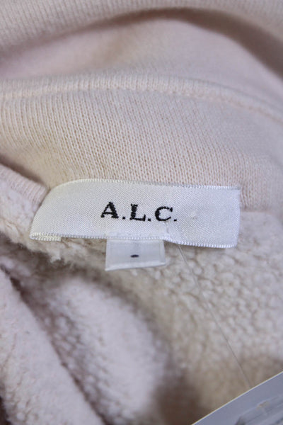 ALC Womens V Neck Fleece Collared Pullover Sweatshirt Light Pink Size Small
