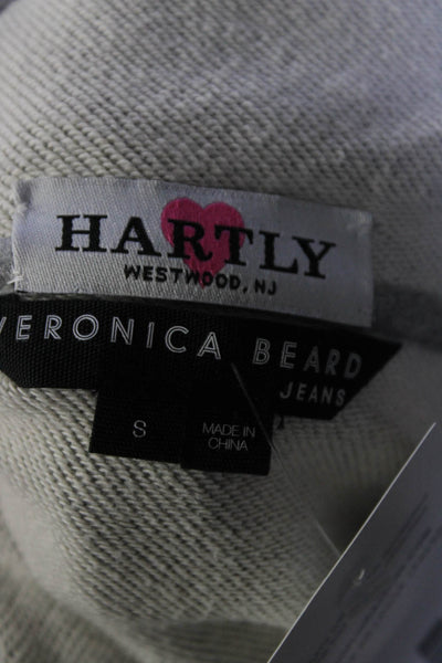 Veronica Beard Womens Striped Layered Cropped Hoodie Sweatshirt Gray Size Small