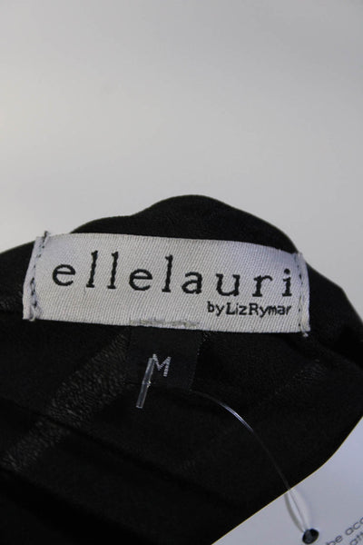 Elle Lauri Womens Crepe Short Sleeve V-Neck Straight Leg Jumpsuit Black Size M