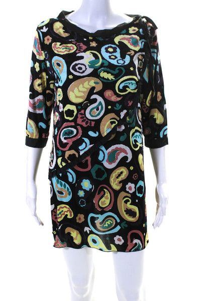 Missoni Womens Paisley Print Ruffled Trim Mini Shift Dress Multicolor Size S