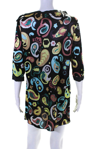 Missoni Womens Paisley Print Ruffled Trim Mini Shift Dress Multicolor Size S