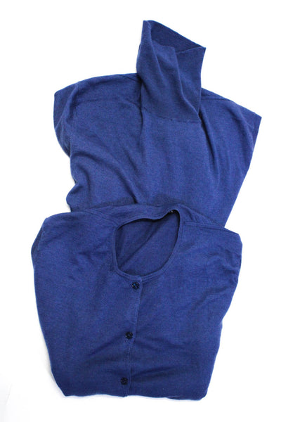 Giorgios of Palm Beach Womens Cashmere Turtleneck Top Cardigan Set Blue Size M