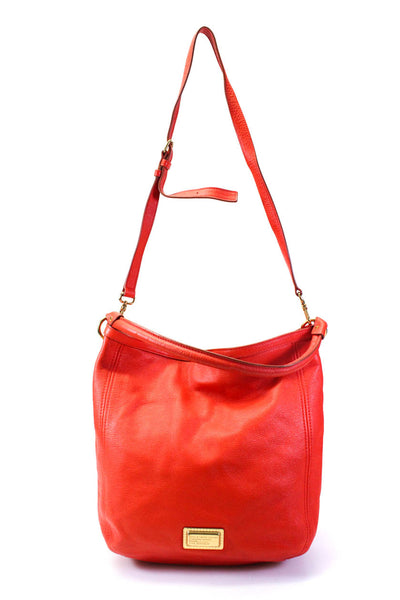 Marc Jacobs Womens Leather Hobo Shoulder Bag Tote Handbag Red