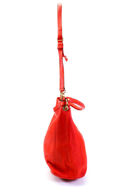 Marc Jacobs Womens Leather Hobo Shoulder Bag Tote Handbag Red