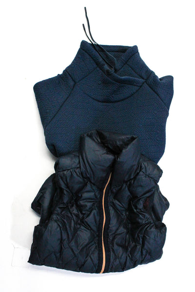 Athleta Womens Puffer Vest Quilted Cowl Neck Sweatshirt Navy Size XS XXS Lot 2