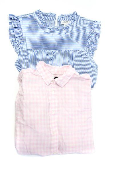 J Crew Womens Sleeveless Button Up Top Blouse Pink Blue Size 2 Lot 2