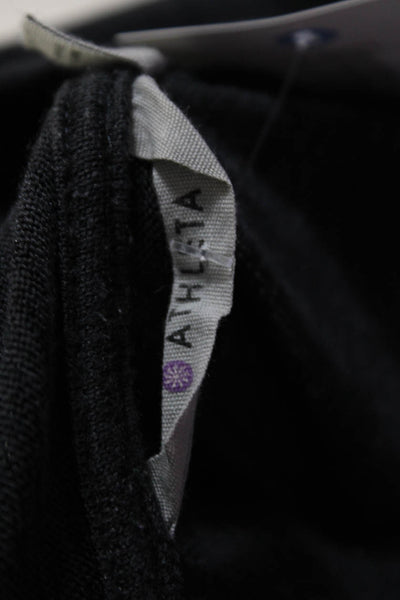 Athleta Womens Long Rib Knit Hooded Waterfall Cardigan Sweater Dark Gray Small