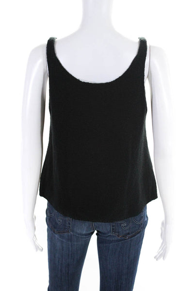 Vince Womens Cotton Round Neck Sleeveless Knit Pullover Tank Top Black Size M