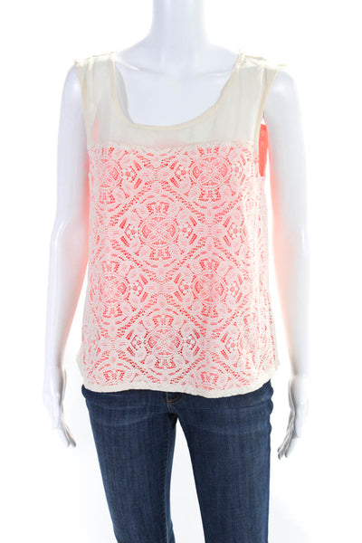 Marc By Marc Jacobs Womens Silk Lace Textured Layered Tank Blouse White Size M