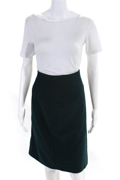 Akris Womens Wool Darted Back Zipped Midi Straight Skirt Green Size 12