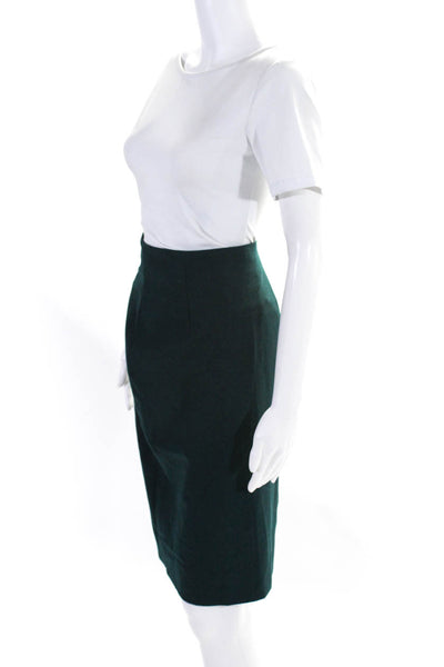 Akris Womens Wool Darted Back Zipped Midi Straight Skirt Green Size 12