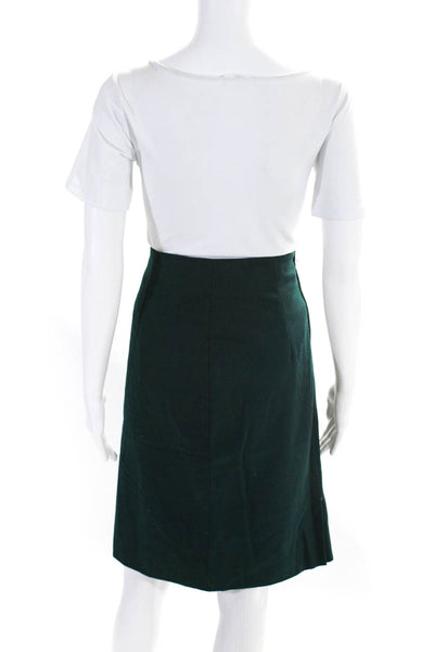 Akris Womens Wool Darted Back Zipped Midi Straight Skirt Green Size 12