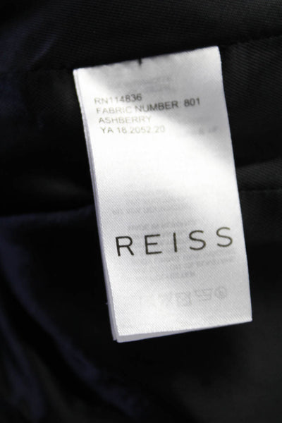 Reiss Womens Grid Print V-Neck Collared One Button Blazer Black Size S