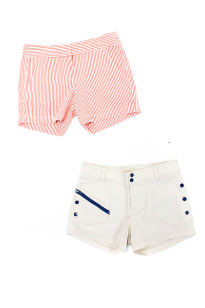 J Crew Lauren Moffatt Womens Cotton Striped Shorts Orange Size 2 4 Lot 2