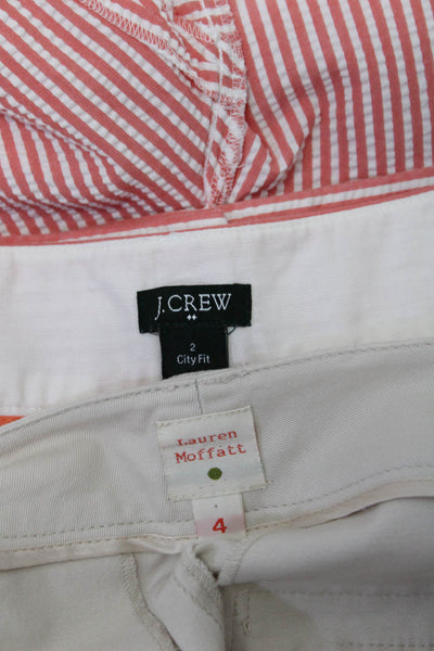 J Crew Lauren Moffatt Womens Cotton Striped Shorts Orange Size 2 4 Lot 2