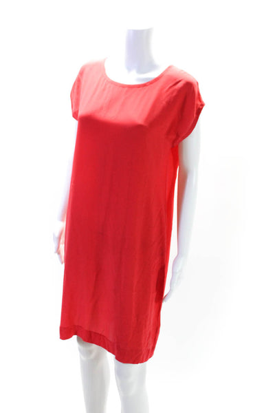 Hartford Womens Short Sleeve Crew Neck Shift Dress Red Silk Size 2