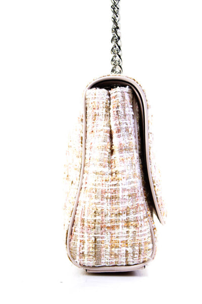 Kate Spade Womens Metallic Tweed Chain Shoulder Bag Handbag Light Pink