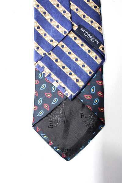 Burberry Mens Paisley Spotted Print Wrapped Classic Ties Navy Size OS Lot 2