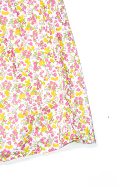 Love Shack Fancy Girls Flutter Sleeve Floral Shift Dress Pink Yellow Size 12